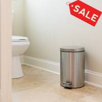 Flash Furniture PF-H008A12-M-GG Stainless Steel Fingerprint Resistant Soft Close, Step Trash Can - 12L (3.2 Gallons)